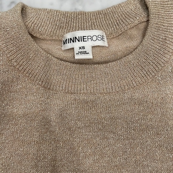 MINNIE ROSE ⭐️ Gold lurex knit flutter sleeve sweater size XS - Picture 2 of 6